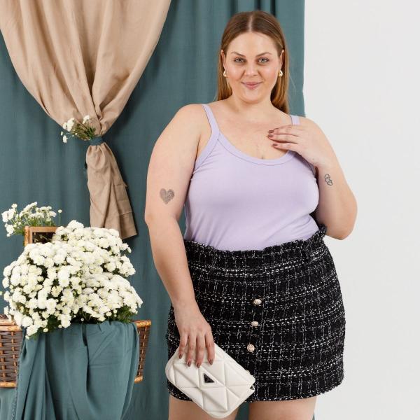 Imagem de Blusa Regata Alça Fina Moda Feminina Plus Size Básica Cores Lisa 3026A