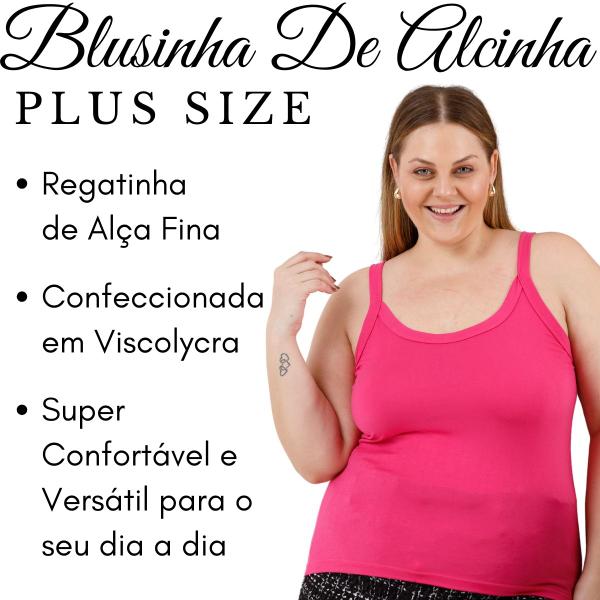 Imagem de Blusa Regata Alça Fina Moda Feminina Plus Size Básica Cores Lisa 3026A