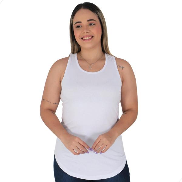 Imagem de Blusa Regata Feminina Fitness academia treino decote nadador tapa bumbum mullet