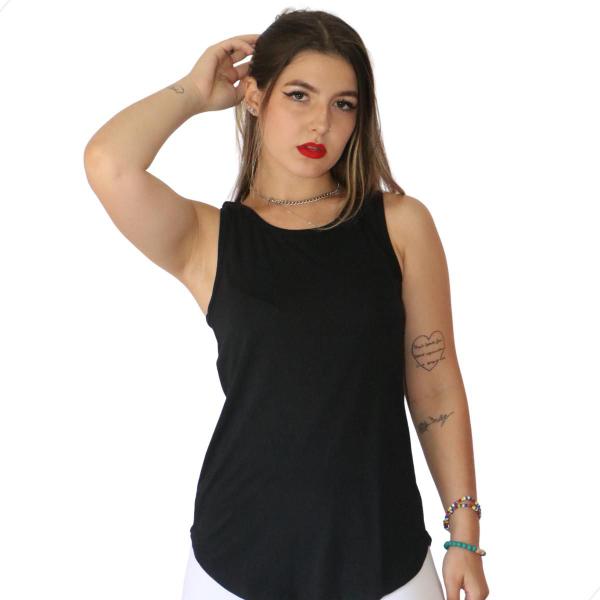 Imagem de Blusa Regata Feminina Fitness academia treino decote nadador tapa bumbum mullet