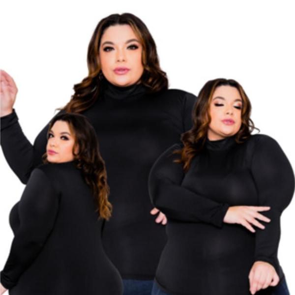 Imagem de Blusa Segunda Pele Gola Alta  Manga Longa Plus Size