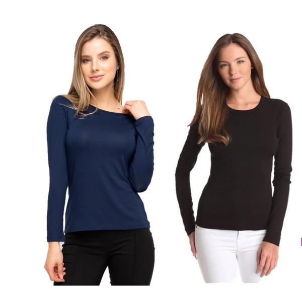 Imagem de Blusa Segunda Pele Térmica Feminina - Blusa Flanelada Gola Redonda