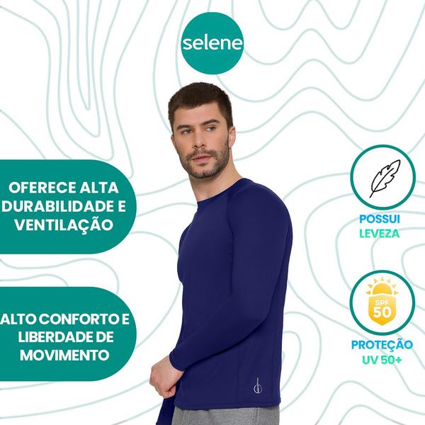 Imagem de Blusa Selene Masculina Academia Em Manga Longa Felpa Segunda Pele Lisa Esporte