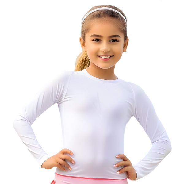 Imagem de Blusa Térmica Infantil Unissex Proteção Solar UV Moda Praia Piscina Verão Dry-fit Tecido Leve