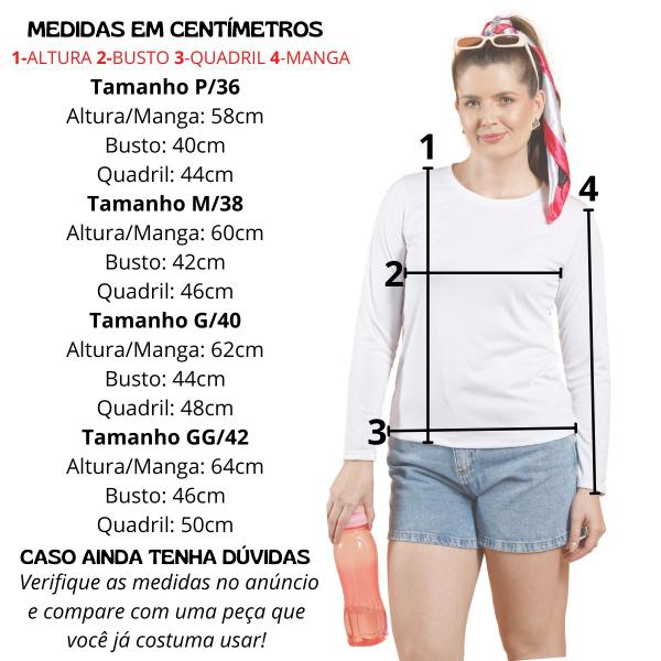 Imagem de Blusa Térmica Proteção UV+50 Suplex Ultra Leve Moda Primavera Verão Slim Fit Feminina 3060A