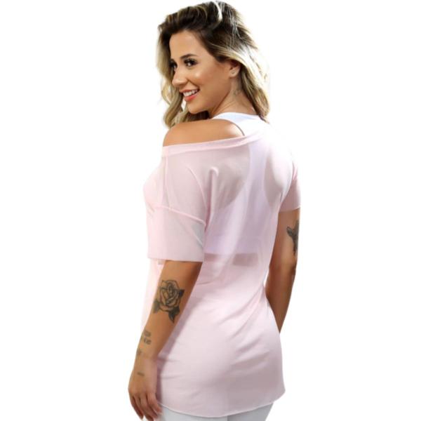 Imagem de Blusa Tule Academia  Fitness Feminina tela Transparente Camiseta