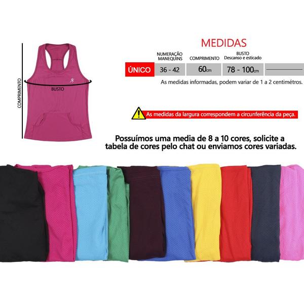 Imagem de Blusas Regatas Bolsinho Feminina Nadador Dry Fit Academia