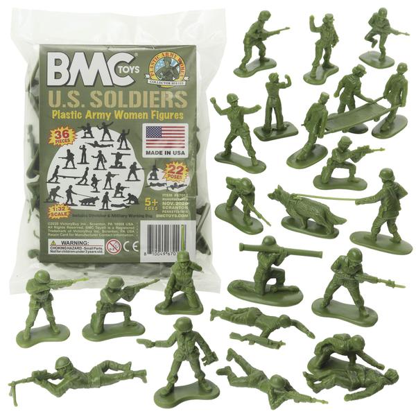Imagem de BMC Plastic Army Women - 36pc OD Green Female Soldier Figures - Made in USA