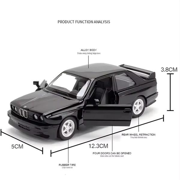 Imagem de BMW M3 1987 - Modelo Diecast em Metal, Veículo de Brinquedo Interior Detalhado, Função Pull Back.