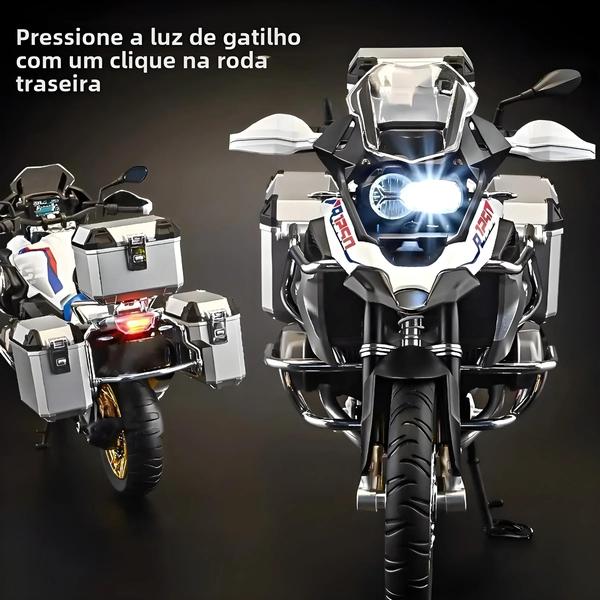 Imagem de BMW R1250GS Liga Diecast Modelo Motocicleta Escala 1:9 Iluminação off Road Toy Para Crianças