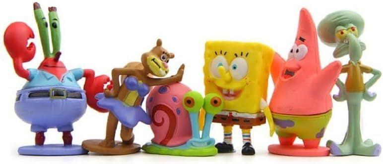 Imagem de Bob Esponja Colecionável Kit 6 Miniaturas Bonecos Cartoon Anime Criança Decoração