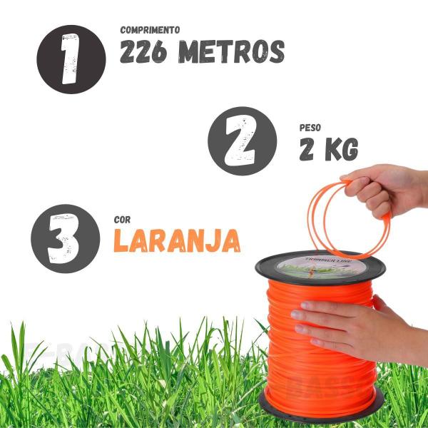 Imagem de Bobina de Fio de Nylon 3.0mm - Compatível Stihl/Toyama - Cor Laranja - 226m