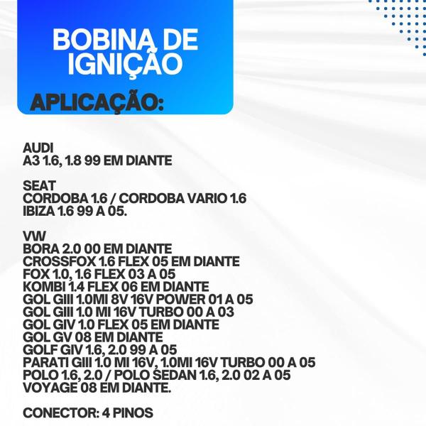 Imagem de Bobina Ignição Bi0017mm Voyage Polo Parati Gol Fox Audi A3