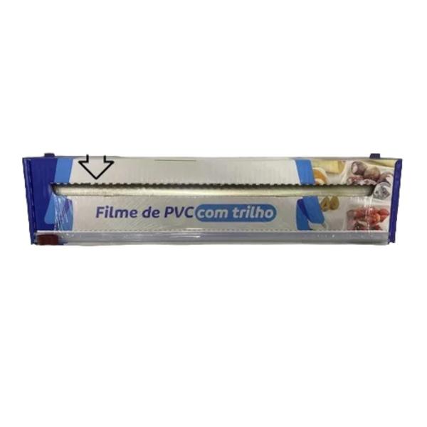 Imagem de Bobina Rolo Filme Pvc Alimento 28 Cm X 100metros C/ Cortador