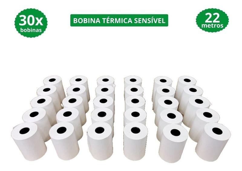 Imagem de Bobina Térmica Sensível 30 Unidades 57mmx22m Plavitec Branco