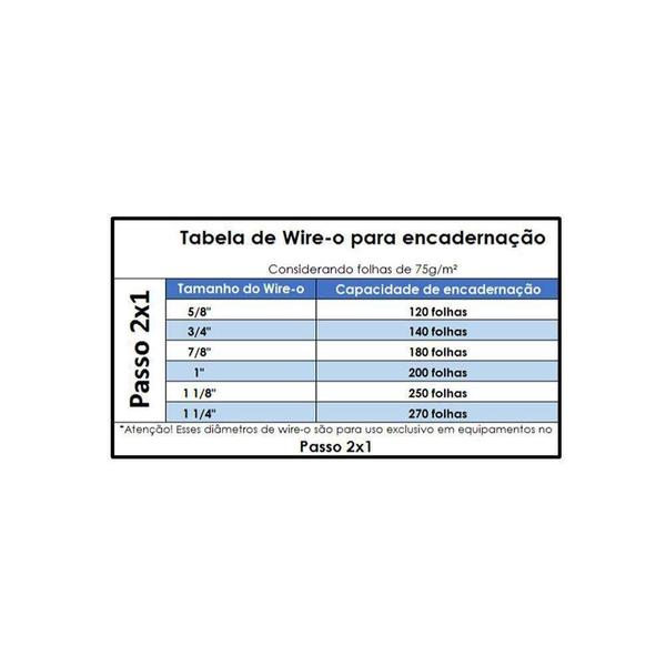 Imagem de Bobina Wire-o 2x1 Prata 5/8 para 120 fls 12.500 anéis 