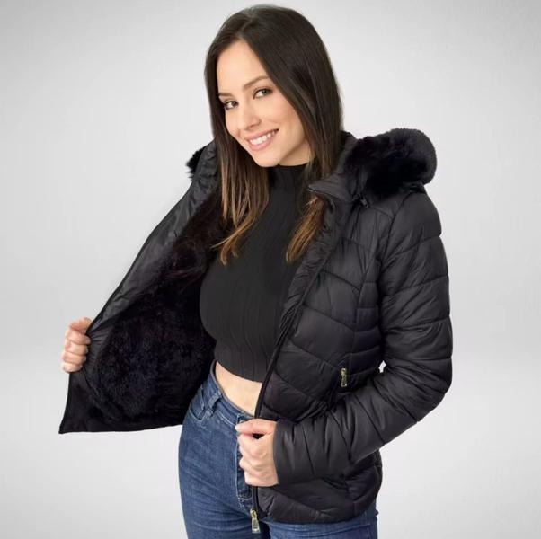 Bobojaco Jaqueta Puffer Feminina Moda Inverno Quentinha Capuz Removivel Bobojaco Jaqueta Puffer Feminina Moda Inverno Quentinha Capuz Removivel
