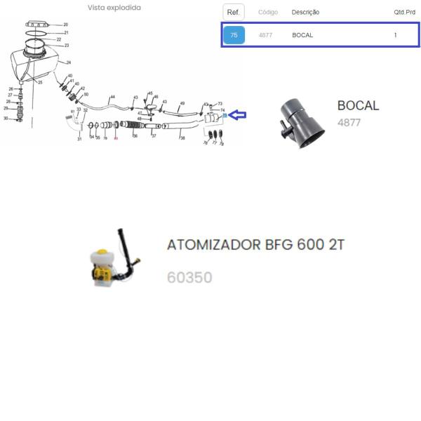 Imagem de Bocal Atomizador P/ Atomizador BFG 600 Buffalo Original 