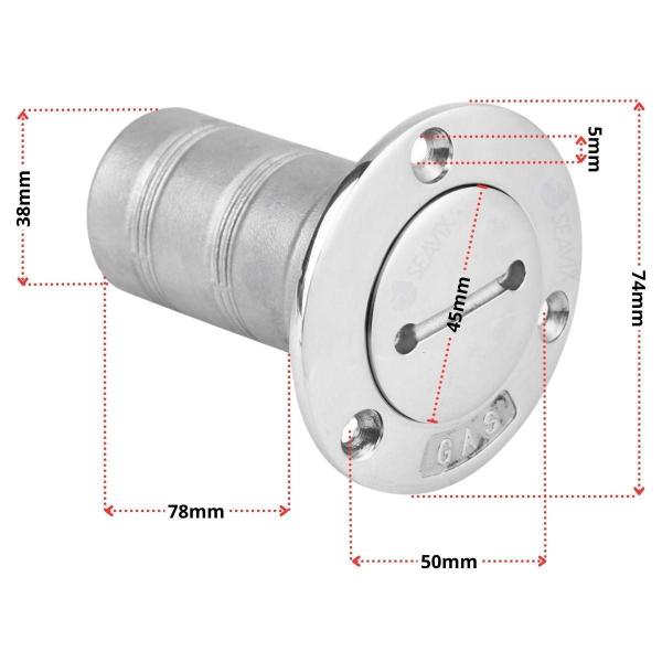 Imagem de Bocal De Abastecimento Agulheiro Inox Gasolina 1.1/2