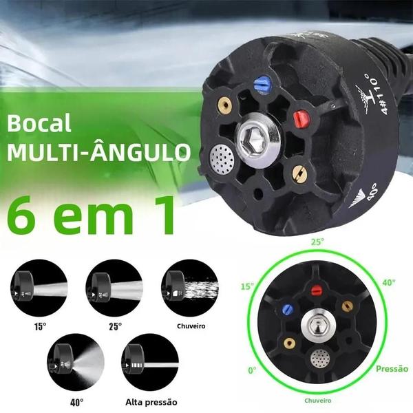 Imagem de Bocal De Lavadora De Alta Pressão 6 Em 1 Com Conector Rápido 1/4 Para Limpeza De Jardim De Carro