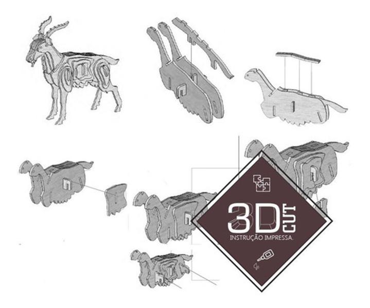 Imagem de Bode. Quebra Cabeça 3d. Miniatura Em Mdf