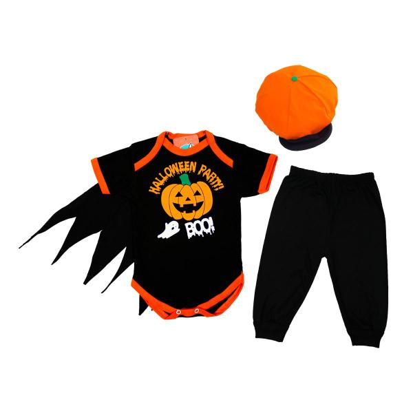 Imagem de Body Bebê Fantasia Halloween Bruxinho + Calça e Boina