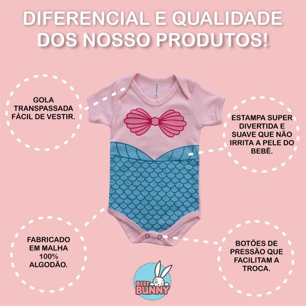 Imagem de Body Bebê Fantasia Sereia + Saia de Tule e Faixa