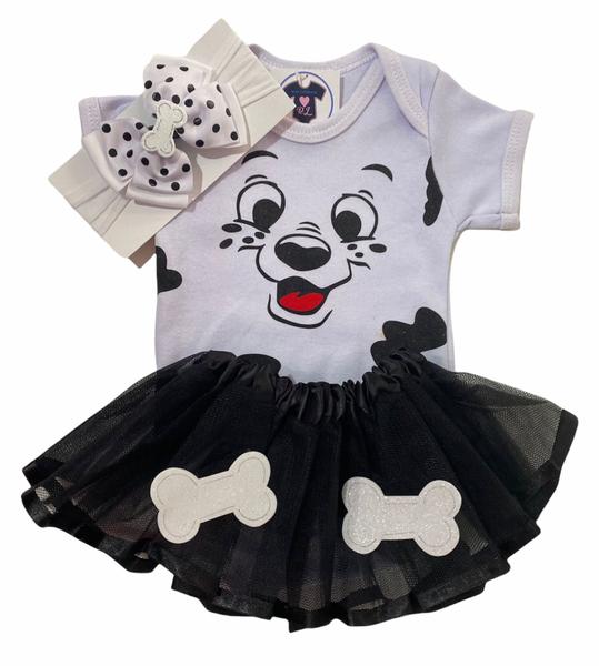 Imagem de Body Bebe Menina Dalmata + Laço + Saia de Tule - Temático