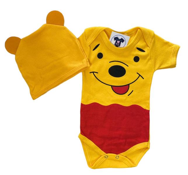 Imagem de Body Bebe Menino Ursinho  Pooh + Touca - Temático Mesversário