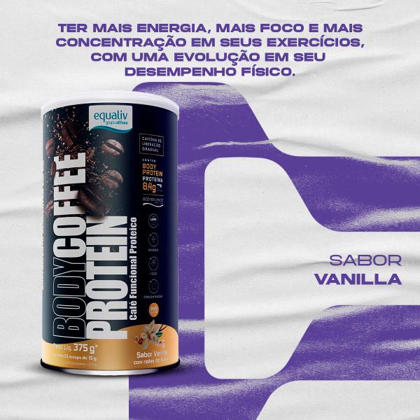 Body Coffee Protein da Equaliv Sabor Baunilha Pote com 375g Imagem de Body Coffee Protein da Equaliv Sabor Baunilha Pote com 375g