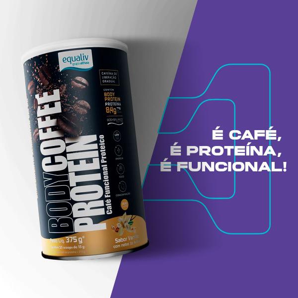 Imagem de Body Coffee Protein da Equaliv Sabor Baunilha Pote com 375g