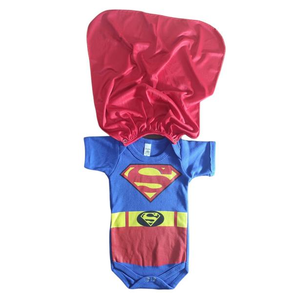 Imagem de Body Com Capa Super Man Bebê bori Fantasia Mesversário