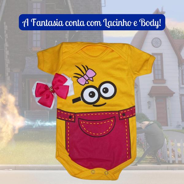 Imagem de Body Fantasia Minions Bebê Feminino Lacinho