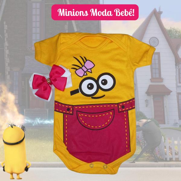 Imagem de Body Fantasia Minions Bebê Feminino Lacinho