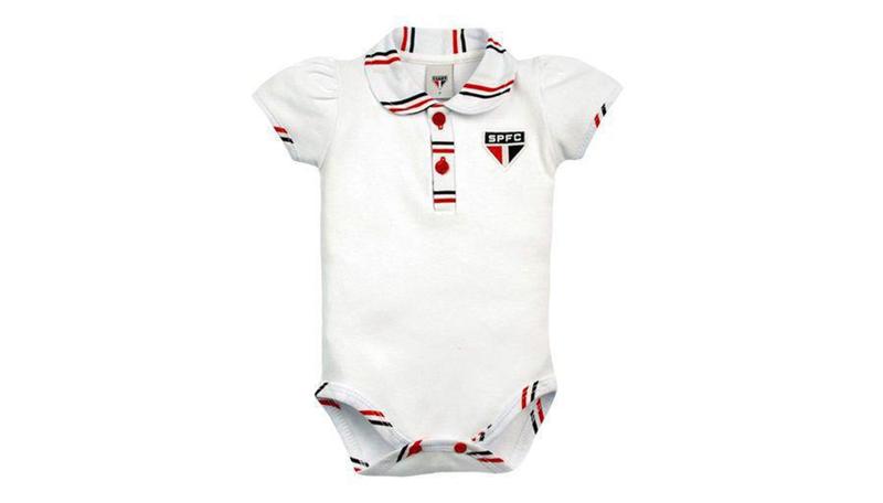 Imagem de Body polo revedor são paulo manga curta suedine menina branco vermelho e preto