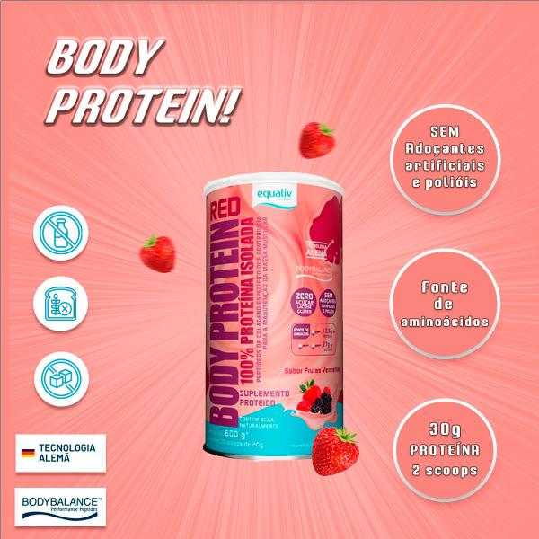 Imagem de Body Protein - Frutas Vermelhas - 100% Isolada - Peptídeos - Colágeno 600g - Equaliv