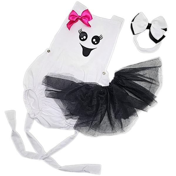 Imagem de Body Romper Fantasia Bebe Fantasma Mesversario Halloween Carnaval Bebe