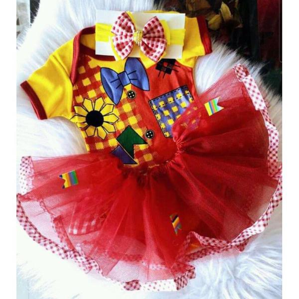 Imagem de Body temático mêsversário - Fantasia Infantil Bebê Personalizado - Roupa tematica - Festa Junina - Arraial - Junino