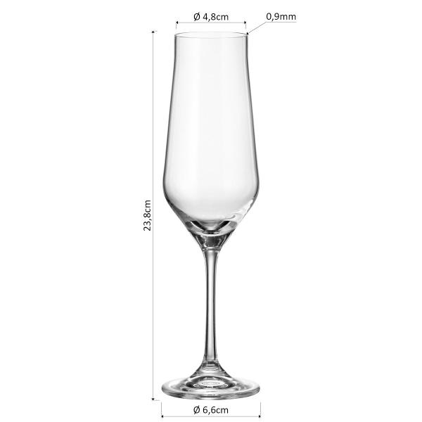 Imagem de BOHEMIA LIDA TAÇA CHAMPANHE 24x6x6cm 220ml CRISTAL TRANSPARENTE 6 PEÇAS