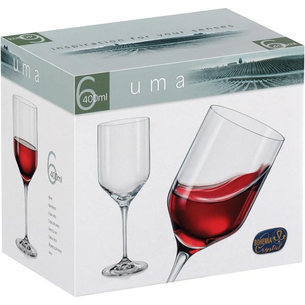 Imagem de BOHEMIA UMA TAÇA VINHO 23x9x9cm 400ml CRISTAL TRANSP 6PÇ