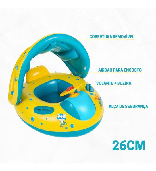 Imagem de Boia Bebe Com Volante E Buzina Carrinho Para Piscina Menino