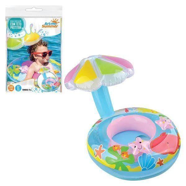 Imagem de Boia Bebe Guarda Sol Cogumelo Inflavel - Baby Boat 3 Anos 70CM