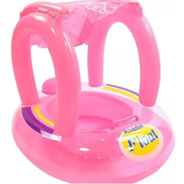 Imagem de Boia Bebês Com Assento E Cobertura Baby Boat - Rosa 70X65X55