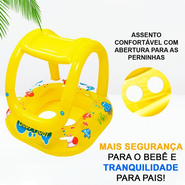 Imagem de Boia Bote Bebê Cobertura Fralda Infantil Inflável Proteção