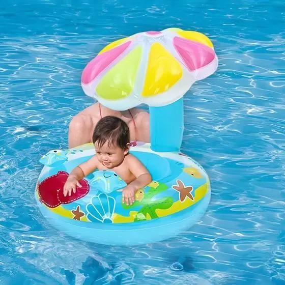 Imagem de  Boia Bote Circular Teto Protetor Cobertura Infantil Piscina 70CM