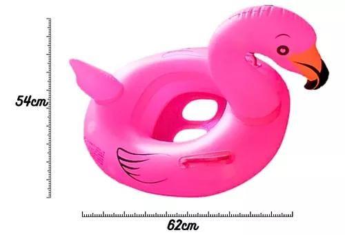 Imagem de Boia Bote Flamingo Inflável Infantil Fralda Alça Piscina