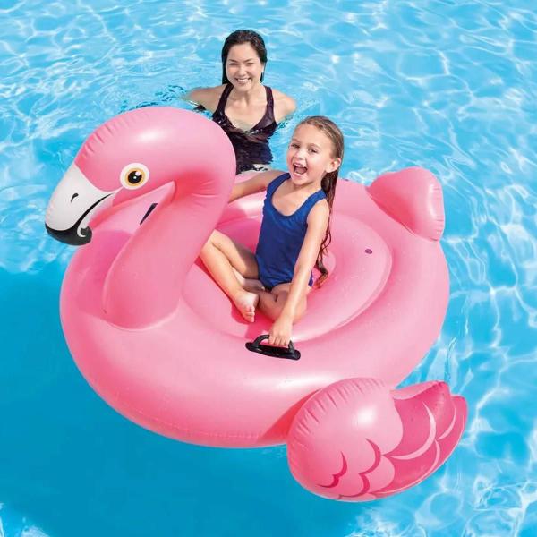 Imagem de Boia bote inflável flamingo infantil + bomba elétrica