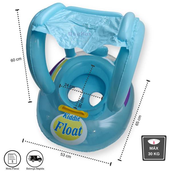 Imagem de Boia bote inflavel infantil bebe com cobertura proteção para piscina