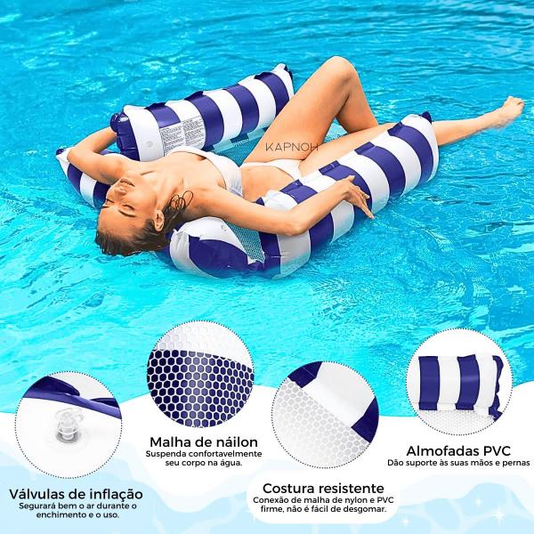 Imagem de Boia Cama Cadeira Flutuante Piscina Rede Inflável Reclinável