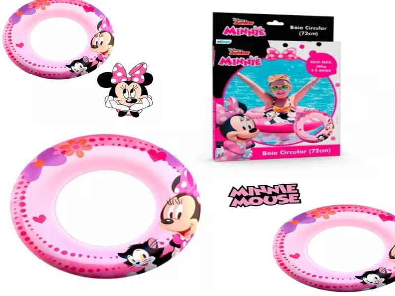 Imagem de Boia Circular Inflável Infantil Criança Piscina Praia Minnie 72cm na Caixa 